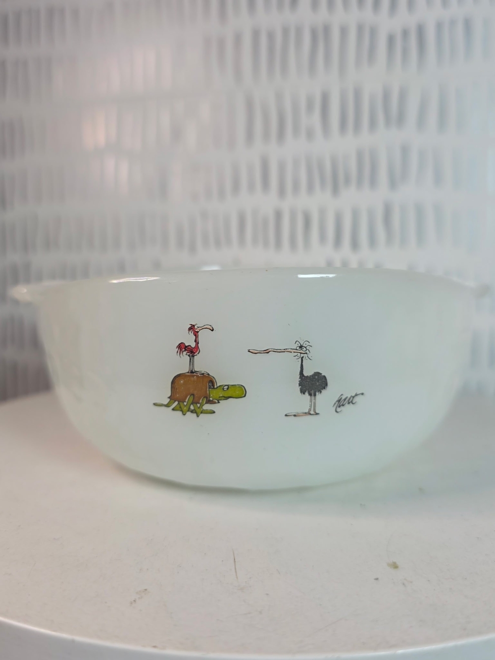 Vtg Anchor Hocking Fire King BC Comics Johnny Hart Dinosaur Turtle Cereal Bowl